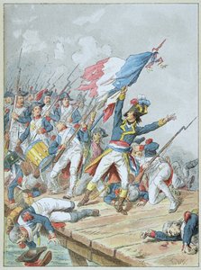 Bonaparte krysset broen d Arcole i november 1796 av Frederic Theodore Lix