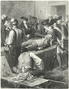 Den sårede Maximilien Robespierre ved komiteen for offentlig sikkerhet i påvente av henrettelse, 1794 av Frederic Theodore Lix