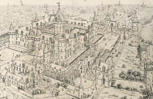Louvre i Paris på tidspunktet for Charles V, Wise (1300-tallet), tegning av Frederic de Clarac (1777-1847), Frankrike av Frederic de Clarac