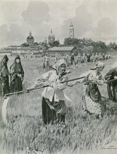 Et kloster i Novgorod: Nonner som lager høy av Frederic de Haenen