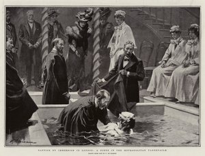 Dåp ved fordypning i London, en scene i Metropolitan Tabernacle av Frederic de Haenen