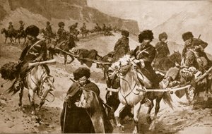 Cossack ambulance Convoy i fjellene i Kaukasia, 1914-19 av Frederic de Haenen