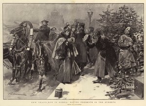 Nyttårsaften i Russland, kjøp av gaver i gatene av Frederic de Haenen
