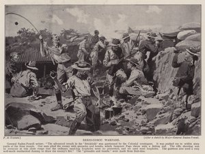 Serio-komisk krigføring (litho) av Frederic de Haenen