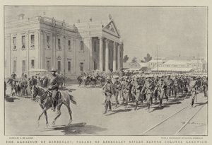 The Garrison of Kimberley, Parade of Kimberley Rifles før oberst Kekewich av Frederic de Haenen