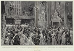 Lunsjen i Guildhall, Deres Majesteter fortsetter opp hallen til Dais av Frederic de Haenen