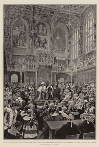 Åpningen av parlamentet av Kongen, Hans Majestet som leser hans tale i House of Lords