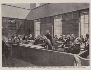 Den foreslåtte keiserlige lagmannsretten, en skisse fra livet i det nåværende kammeret til Privy Council av Frederic de Haenen