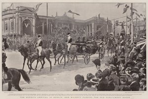 Dronningens ankomst til Dublin, Hennes Majestet passerer det gamle parlamentshuset av Frederic de Haenen