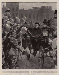 Tre hurra for dronningen, de kanadiske troppene fra Sør-Afrika ved Windsor av Frederic de Haenen