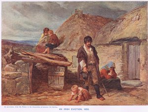 An Irish Eviction, illustrasjon fra Cassells 'Illustrated History of England', utgitt ca. 1910 (litho i farge)
