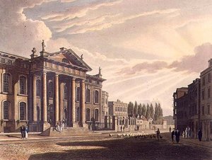 Eksteriør av Clarendon Printing House, illustrasjon fra 
