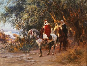 Arabere til hest, 1892 av Frederick Arthur Bridgman