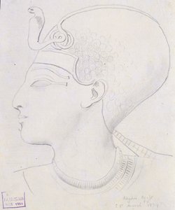 Studie av et relieff av hodet til Seti I (1394–1279 f.Kr.) i Temple of Seti I, Abydos, 1874 av Frederick Arthur Bridgman