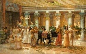 The Procession of the Sacred Bull, Apis, ca. 1879 (olje på lerret) av Frederick Arthur Bridgman