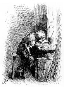 Charles Dickens på Blacking Factory, en illustrasjon fra 