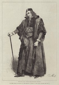 Mr Henry Irving som Shylock, i The Merchant of Venice, på Lyceum Theatre av Frederick Barnard