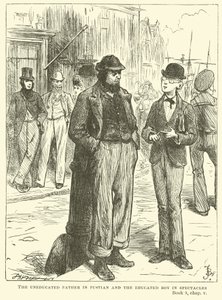 Den uutdannede faren i fustian og den utdannede gutten i briller av Frederick Barnard