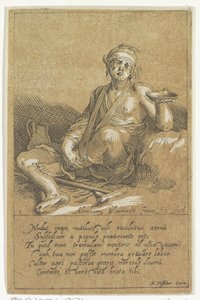 Forkrøplet tigger med en skål Små figurer (serietittel) av Frederick Bloemaert