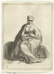 Sittende, bedende kvinne 15 små figurer (serietittel)