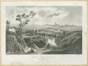 Burslem - View of the Potteries: gravering, nd [c 1830s] av Frederick Calvert