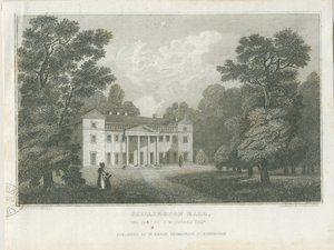 Chillington Hall: gravering, nd [1830] (trykk) av Frederick Calvert