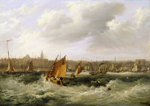 Liverpool, Lancashire fra elven Mersey og New Brighton, 1838 (for par se 257066)