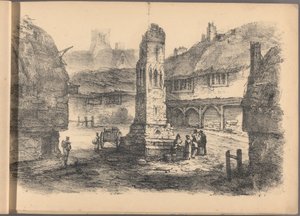 En av en serie med seksti skisser av hytter. London, 1825. av Frederick Calvert