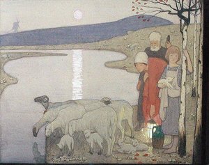 Pastoral, ca. 1923 (grafitt, akvarell og gouache om bord)