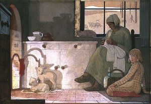 Studie for "Fostermoren" av Frederick Cayley Robinson
