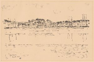 Indre havn, 1918. av Frederick Childe Hassam