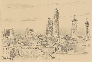 New York Skyline, Light Buildings, 1918. av Frederick Childe Hassam