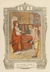 «Fru Siddons snudde seg for å betale sine bærere» (fargelitografi) av Frederick Colin Tilney