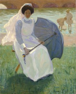 Kvinne med grønn parasoll, 1908. av Frederick F. Fursman