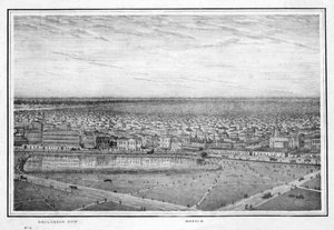 Esplanade Row og moske, panorama av Calcutta, India, c1840-årene.