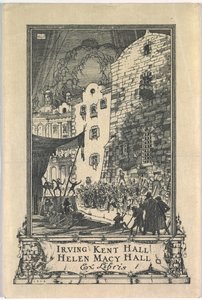Bokskilt: Irving Kent Hall og Mary Kent Hall, Ex Libris påskrevet av Frederick Garrison Hall