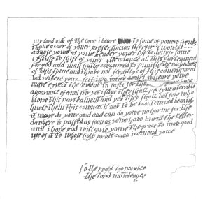 Brev til Lord Monteagle som førte til oppdagelsen av The Gunpowder Plot, 1605 1865.