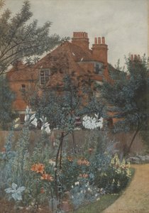 Utsikt over en hage i Bedford Park, 1885 av Frederick Hamilton Jackson