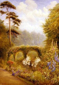 Lilies and Delphiniums, Golden Hill Park, London (akvarell på papir) av Frederick Henry Evans