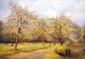Trees in Blossom (akvarell på papir)