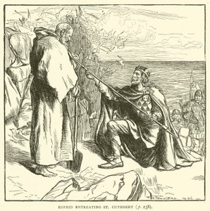 Egfrid ber St Cuthbert (gravering) av Frederick Henry Townsend