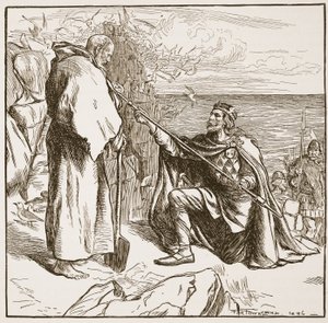 Egfrid ber St. Cuthbert, illustrasjon fra 