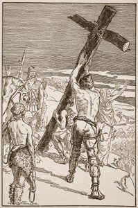 Oswald erecting the Cross, illustrasjon fra 