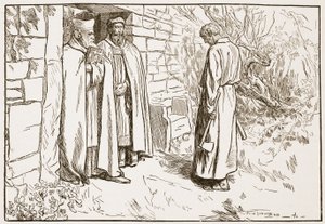 Owini ved klosteret, illustrasjon fra 'The Church of England: A History for the People' av HDM Spence-Jones, pub. ca. 1910 (sepia-bilde) av Frederick Henry Townsend