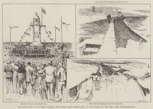 The Right Honourable WH Smith åpner South Gare Breakwater, ved the Mouth of the Tees, nær Middlesbrough av Frederick Henry Townsend