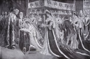 Kroningen av dronning Alexandra, konsort av kong Edward VII, av erkebiskopen av York, Westminster Abbey, London av Frederick Henry Townsend