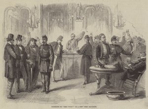 Drikker til Unionen! i et bar-rom i New York av Frederick John Skill