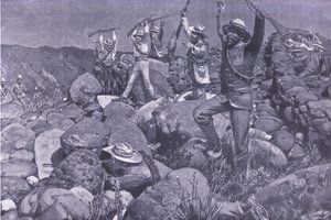 Den falske overgivelsen som trakk Liverpools inn i en desperat posisjon, illustrasjon fra After Pretoria: The Guerilla War, 1902 av Frederick Judd Waugh