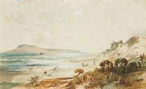 Utsikt over Portland og Sandsfoot Castle, Dorset (akvarell)