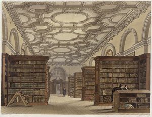 Interiør av Public Library, Cambridge, fra 